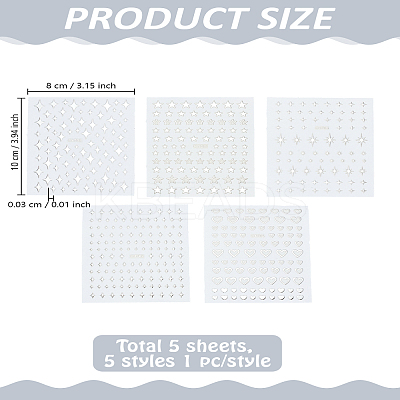 5 Sheets 5 Styles PET Nail Art Stickers MRMJ-LP0002-84-1