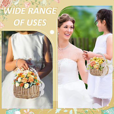 Wicker Flower Baskets with Handle DIY-WH0899-431A-1