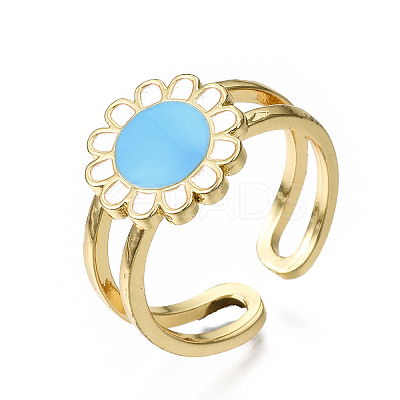 Brass Enamel Cuff Rings RJEW-S045-114-NR-1