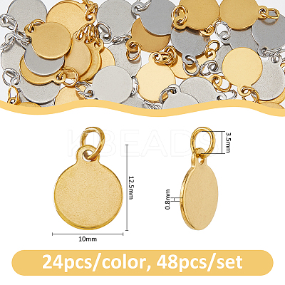48Pcs 2 Colors 304 Stainless Steel Charms STAS-FH0002-29B-1