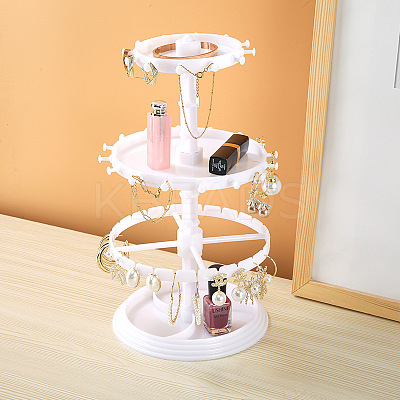 3-Tier Rotatable Round Acrylic Jewelry Display Tower with Tray PAAG-PW0011-04B-1