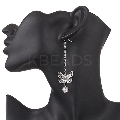 Brass Butterfly Dangle Earrings EJEW-JE06664-1