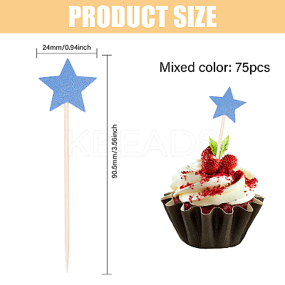 15 Sets 5 Styles Star Paper Cake Toppers FIND-CA0009-82-1