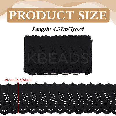 5 Yards Cotton Embroidery Flower Wavy Edged Lace Ribbons OCOR-FG0002-85A-1