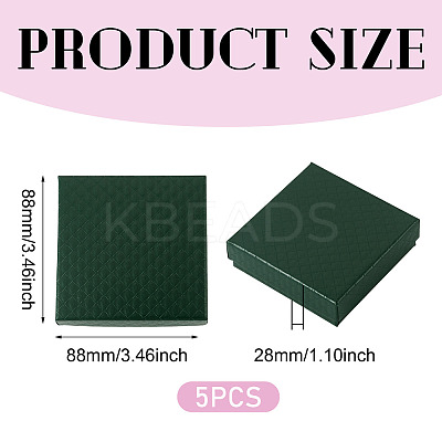 5Pcs Rhombus Textured Cardboard Jewelry Packing Boxes with Sponge Inside CBOX-TA0001-18E-1