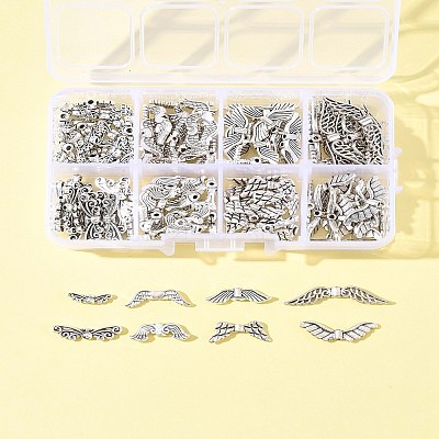 140Pcs 8 Styles Tibetan Style Alloy Beads TIBEB-FS0001-18-1