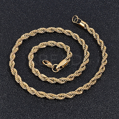 4Pcs 4 Style Rack Plating 304 Stainless Steel Twist Rope Chain Necklaces NJEW-GO0001-03D-1