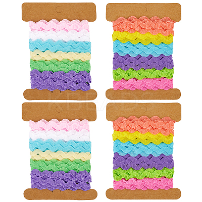 4 Cards 2 Styles Polyester Wavy Fringe Trim Ribbon DIY-GF0009-48C-1
