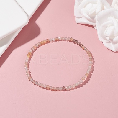 3mm Natural Moonstone Beads Stretch Bracelet for Girl Women BJEW-JB07284-02-1