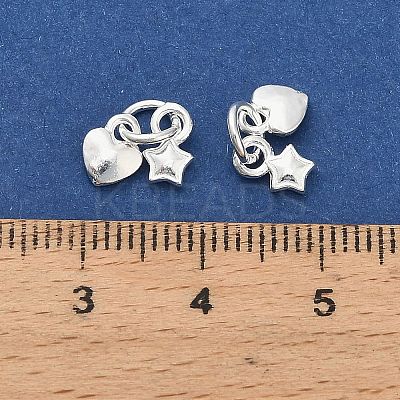 925 Sterling Silver Heart and Star Charms STER-P071-06S-1