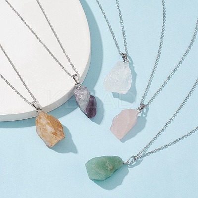 Natural Mixed Gemstone Nugget Pendant Necklaces NJEW-JN04507-1
