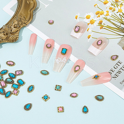 64Pcs 16 Style Zinc Alloy Cabochons MRMJ-AR0001-22-1
