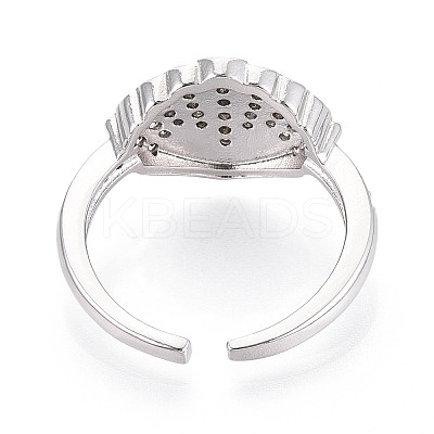 Brass Micro Pave Cubic Zirconia Adjustable Open Cuff Rings for Women RJEW-N051-03P-1