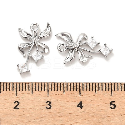 Brass Micro Pave Clear Cubic Zirconia Pendants KK-C054-06P-1