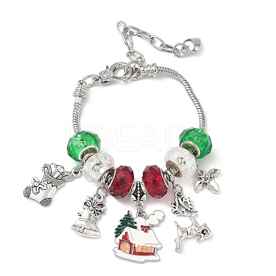 4Pcs 4 Styles Christmas Theme Glass & Alloy European Beads Bracelet Sets for Women BJEW-JB11198-1