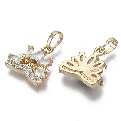 Brass Micro Cubic Zirconia Charms KK-N235-031A-1