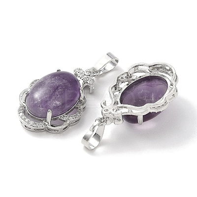 Natural Amethyst Oval Pendants G-NH0025-15P-08-1