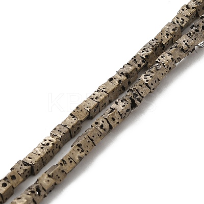 Electroplated Natural Lava Rock Beads Strands G-Q1009-B01-02G-1