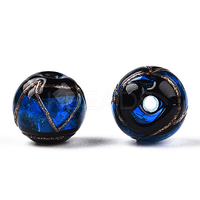 Handmade Gold Sand Lampwork Beads LAMP-T019-12mm-06-1