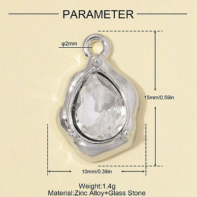Zinc Alloy with Glass Charms GL-OY001-05P-01-1