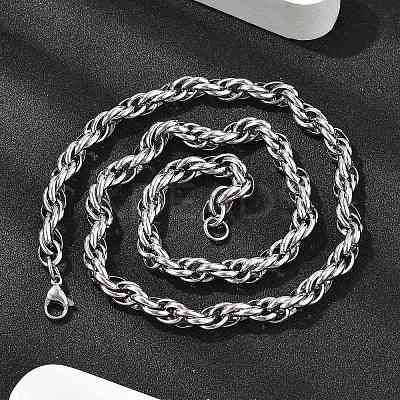 304 Stainless Steel Rope Chain Necklaces for Women Men NJEW-A033-04A-P-1