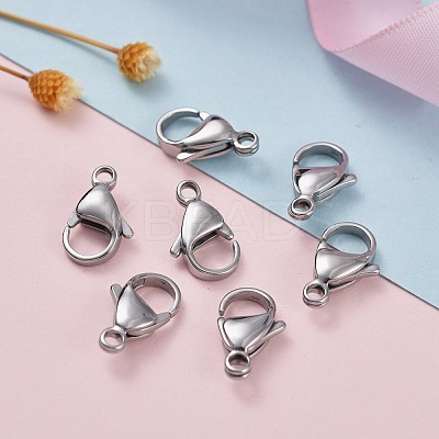 Tarnish Resistant 304 Stainless Steel Lobster Claw Clasps STAS-AB15-1