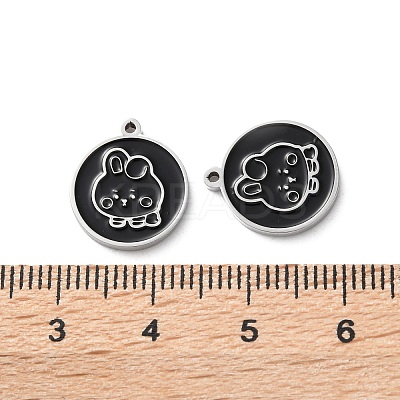 304 Stainless Steel Black Enamel Charms STAS-M102-17P-03-1