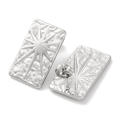 304 Stainless Steel Rectangle with Sun Stud Earrings EJEW-D281-27S-1