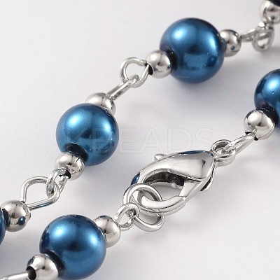 Glass Pearl Beads Anklets AJEW-AN00132-1