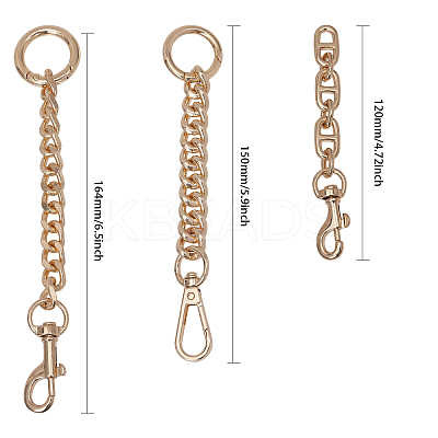 3Pcs 3 Style Alloy & Iron Link Chain Bag Strap Extenders FIND-CA0007-77-1