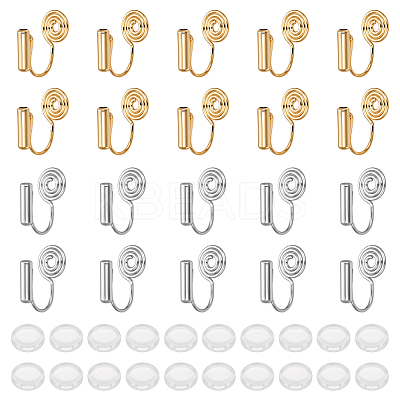 20Pcs 2 Colors Brass Clip-on Earring Converters Findings KK-BC0014-96B-1