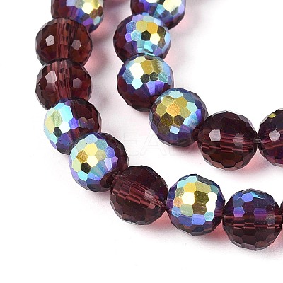 Electroplate Transparent Glass Beads Strands EGLA-N024-01A-C07-1