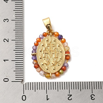 Rack Plating Brass Micro Pave Colorful Cubic Zirconia Pendants KK-G488-14G-1
