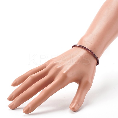 Faceted Rondelle Natural Garnet Beads Stretch Bracelets BJEW-JB06383-01-1