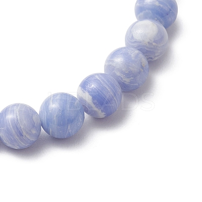 Natural Dyed Blue Lace Agate Beads Stretch Bracelets for Women BJEW-JB11261-1