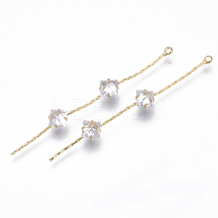 Brass Micro Cubic Zirconia Chain Tassel Big Pendants X-KK-N231-32-NF-1