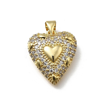 Brass Micro Pave Cubic Zirconia Pendants KK-C090-45G-01-1