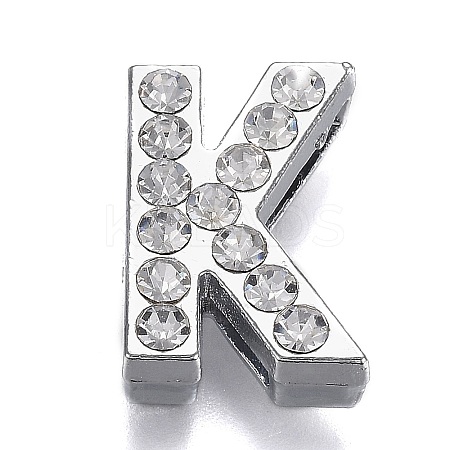 Alloy Letter Slide Charms RB-F034-01K-P-RS-1