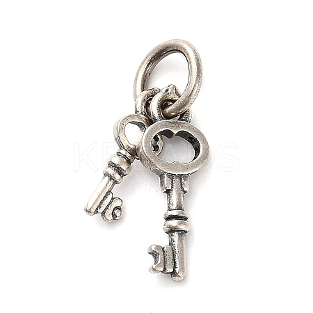 S925 Sterling Silver Double Keys Charms STER-K183-02B-AS-1