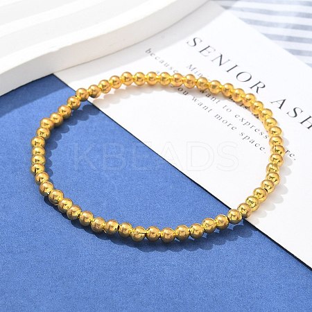 Brass Beaded Stretch Bracelets for Men Women BJEW-G736-04G-1