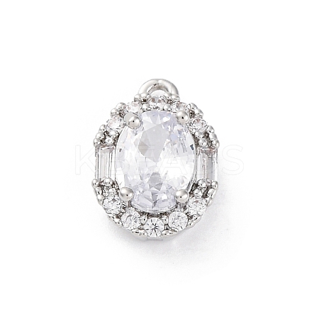 Brass Micro Pave Clear Cubic Zirconia Pendants KK-Z084-09P-01-1