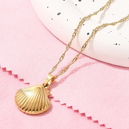 Summer Beach 304 Stainless Steel Pendant Rope Chain Necklaces for Women STAS-Z108-01G-07-1