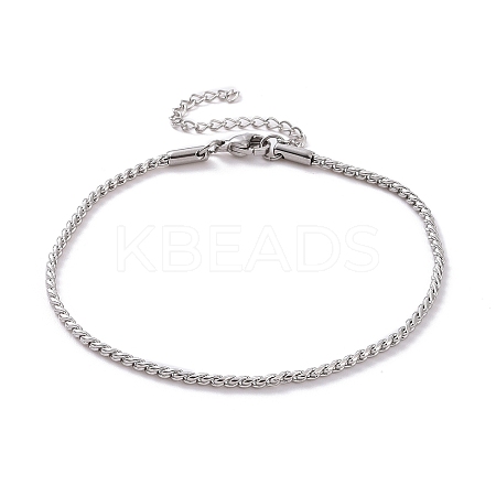 Tarnish Resistant 304 Stainless Steel Serpentine Chain Anklets AJEW-G024-04P-1