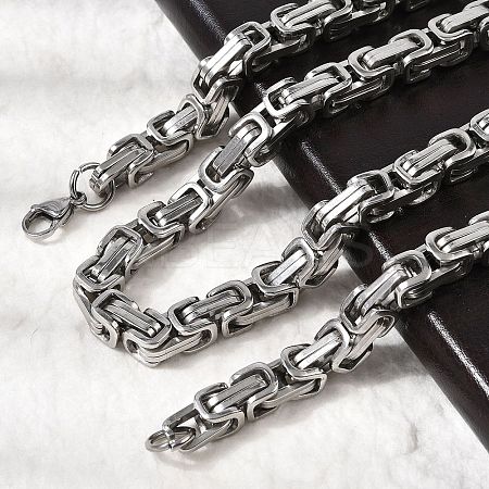Non-Tarnish 201 Stainless Steel Byzantine Chain Necklaces LS-NJEW-V0292-07-1