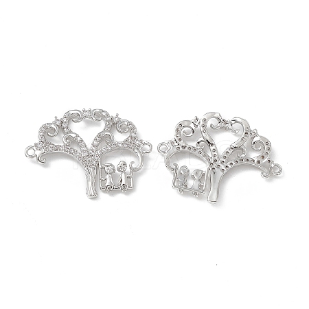 Brass Micro Pave Clear Cubic Zirconia Connector Charms KK-E068-VB054-1