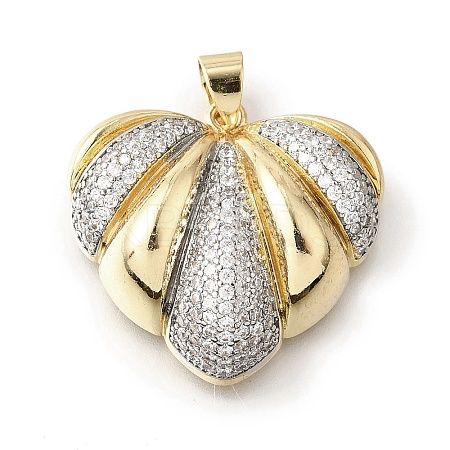 Brass Micro Pave Clear Cubic Zirconia Pendants KK-G529-03GP-1