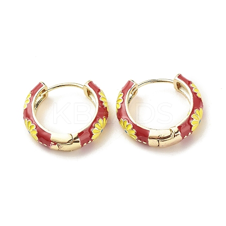 Daisy Flower Enamel Hoop Earrings LS-EJEW-G290-01G-D-1