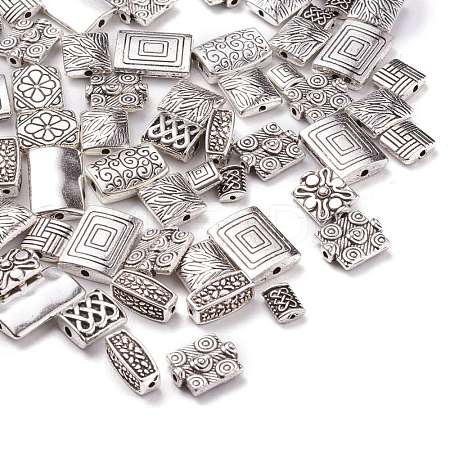 Antique Silver Mixed Rectangle Alloy Tibetan Style Beads TIBEB-MSMC008-08AS-1