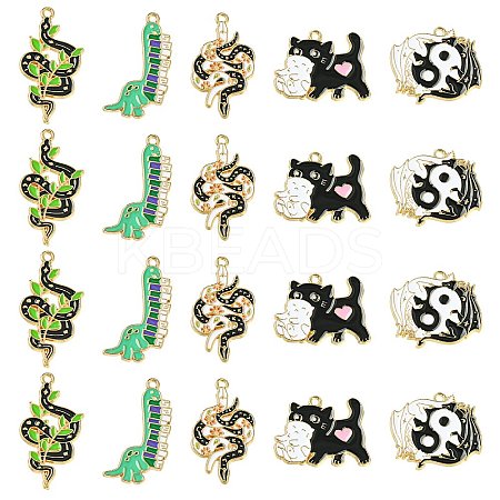20Pcs 5 Styles Alloy Enamel Pendants ENAM-CJ0005-74-1