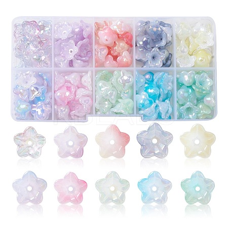 200Pcs 10 Colors Opaque Acrylic Bead Caps OACR-CJ0001-43-1